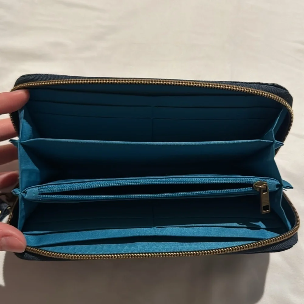 Travelon RFID Navy Blue‎ Blocking Zip Around Wallet Credit Card Safety 4x7.5”